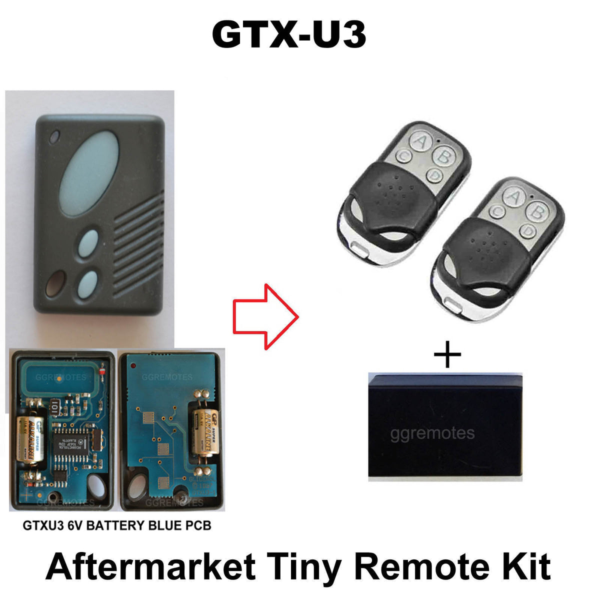 Garage Door Remote Control Add-on Kit Suits Gliderol  GTX-U3 GTXU3-1 GTXU3
